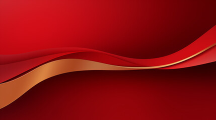 abstract red luxury background with golden line paper cut style