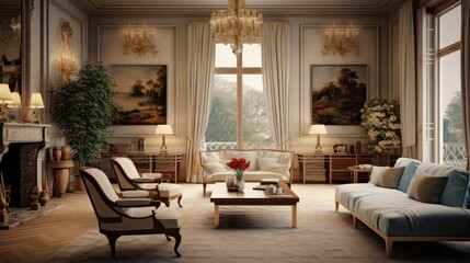 Fototapeta na wymiar Interior Design of a Luxury and Classy Living Room