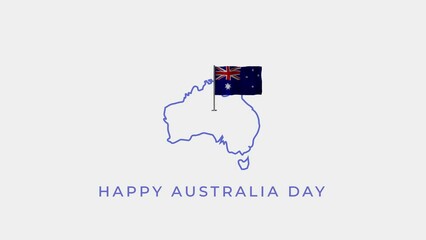 happy Australia Day text animation, National day of Australia 26 January holiday concept with Australian flag.Happy January 26th Independence day celebration, Australia Day