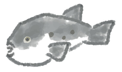 ふぐの水彩風手描きイラスト © papico