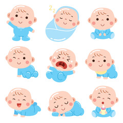 Vector Illustration of Cartoon Baby character. Cute baby.
