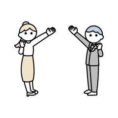 案内する男女2人