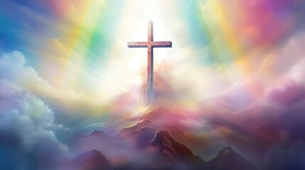 Cross with Foggy Background and Vivid Colors