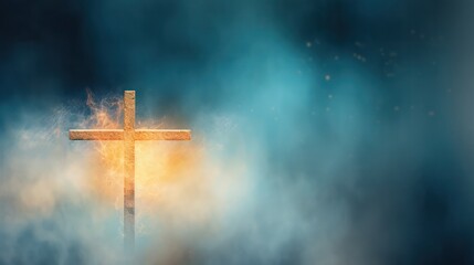 Cross with Foggy Background and Vivid Colors