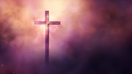 Fototapeta premium Cross with Foggy Background and Vivid Colors