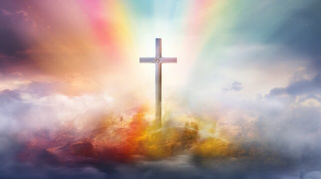 Cross with Foggy Background and Vivid Colors