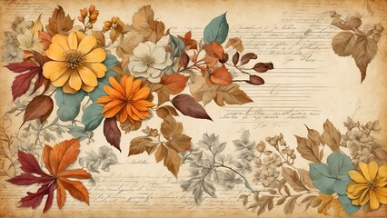 Vintage paper arts with maple leaf