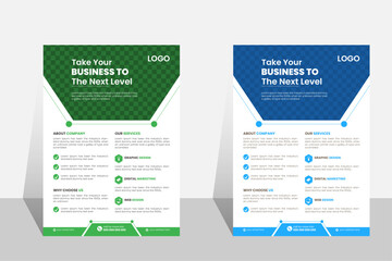 Professional Business Flyer Template in A4, Vector Graphic Design, Marketing for Business,
Creative Leaflet With Blue & Green