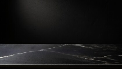 black granite slab with a pitch black background - obrazy, fototapety, plakaty