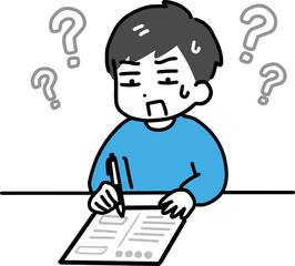 書類の内容が分からない私服の男性