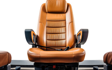 Stretchable Brown Color Bus Driver Seat Isolated on Transparent Background PNG.