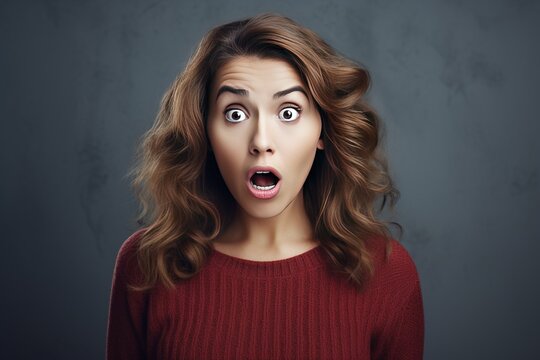 A woman with a surprised expression on her face