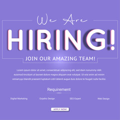 We are hiring social media post design template .Hiring Job post template, We are hiring Job advertisement .Job vacancy social media design. Vector design. Full text are editable.