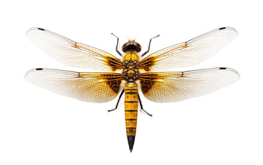 Colorful Small Dangerous Dragonfly Isolated on Transparent Background PNG.