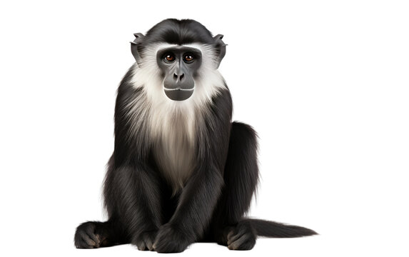 Black Color Diana Monkey Isolated on Transparent Background PNG.