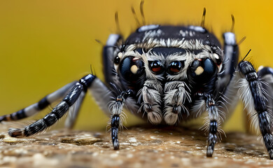 Close Up Jumping Spider with Vibrant Eyes
