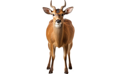 Handsome Brown Color Giant Muntjac Isolated on Transparent Background PNG.