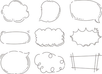 手書き風 シンプルな吹き出しセット 装飾 黒
