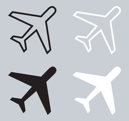 Set of Airplane icon. Airplane icon sign symbol in trendy flat style. Airplane vector icon illustration isolated on gray background