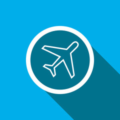 Airplane icon vector. Airplane icon sign symbol in trendy flat style. Airplane icon image, Airplane icon illustration isolated on blue background