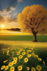 It's a beautiful, ideal landscape image. Generating AI