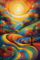 It's a beautiful, ideal landscape image. Generating AI