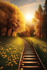 It's a beautiful, ideal landscape image. Generating AI