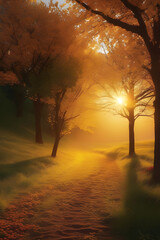 It's a beautiful, ideal landscape image. Generating AI