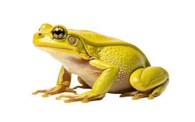 Beautiful Yellow Color Pea Sized Frog Isolated On Transparent Background PNG.