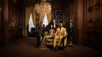 Wealthy black family portrait