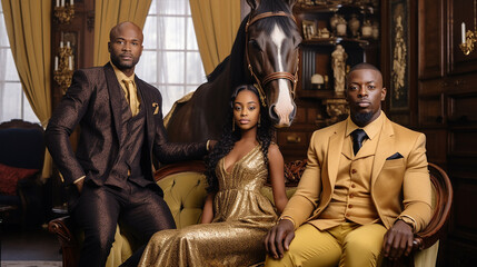 Wealthy black family portrait