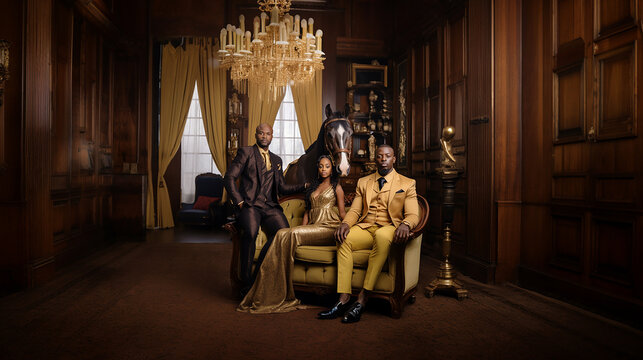 Wealthy black family portrait