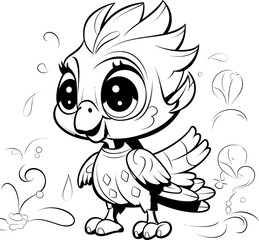 Parrot bird vector, coloring page