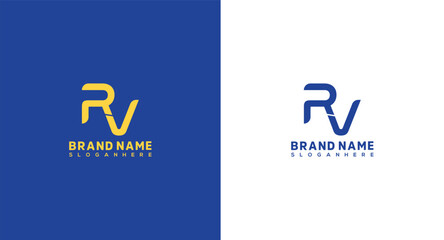 Initial Letter RV Logo Design Template. Graphic Alphabet Symbol for Corporate Business Identity - obrazy, fototapety, plakaty
