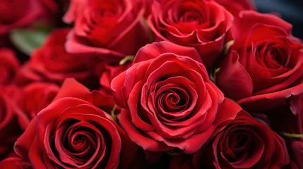 Keuken spatwand met foto Close up of a bunch of red roses © tashechka