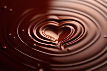 Melted Chocolate In Heart Shape - obrazy, fototapety, plakaty
