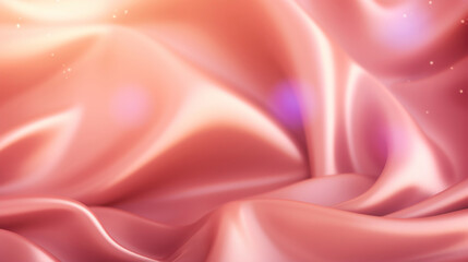 Fototapeta premium Beautiful golden Valentine's day background with soft pastel pink silk and heart shape bokeh