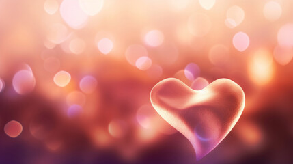 Beautiful golden Valentine's day background with soft pastel pink silk and heart shape bokeh