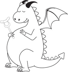 Black white dragon with sausage
