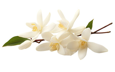 Fototapeta na wymiar Attractive White Color Vanilla Orchid Vanilla Planifolia Isolated On Transparent Background PNG.