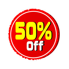 50 percent off red simple creative tag for business sale