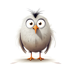 bird character simple lines funny art on white background