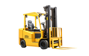 Modern Electric Reach Stacker Forklift Isolated On Transparent Background PNG.