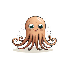 Fototapeta premium octopus character simple lines funny art on white background