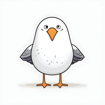 recommend clip art: seagull character simple lines funny art on white background