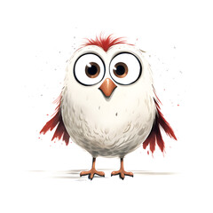 Fototapeta premium bird character simple lines funny art on white background