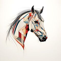 geometric horse sketch simple lines art on white background