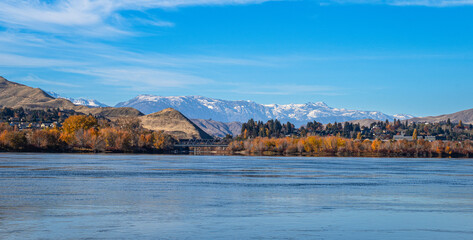 The Columbia River with the Cascade Mountains in the Background. Wenatchee, Washington © Jaskaran Kooner