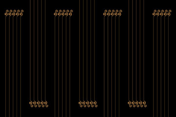 Ornate of vintage style pattern. Design classic of vertical stripes gold on black backgground. Design print for textile, trellis, railling, architecture, interior, fence, textile, wallpaper. Set 96 - obrazy, fototapety, plakaty