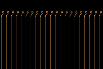 Ornate of vintage style pattern. Design classic of vertical stripes gold on black backgground. Design print for textile, trellis, railling, architecture, interior, fence, textile, wallpaper. Set 98